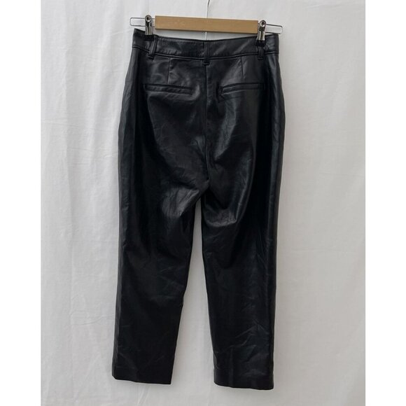 Babaton Command Cropped Pants Trouser‎ Mid-rise Vegan Leather Black Women 4 NWOT - Picture 3 of 13